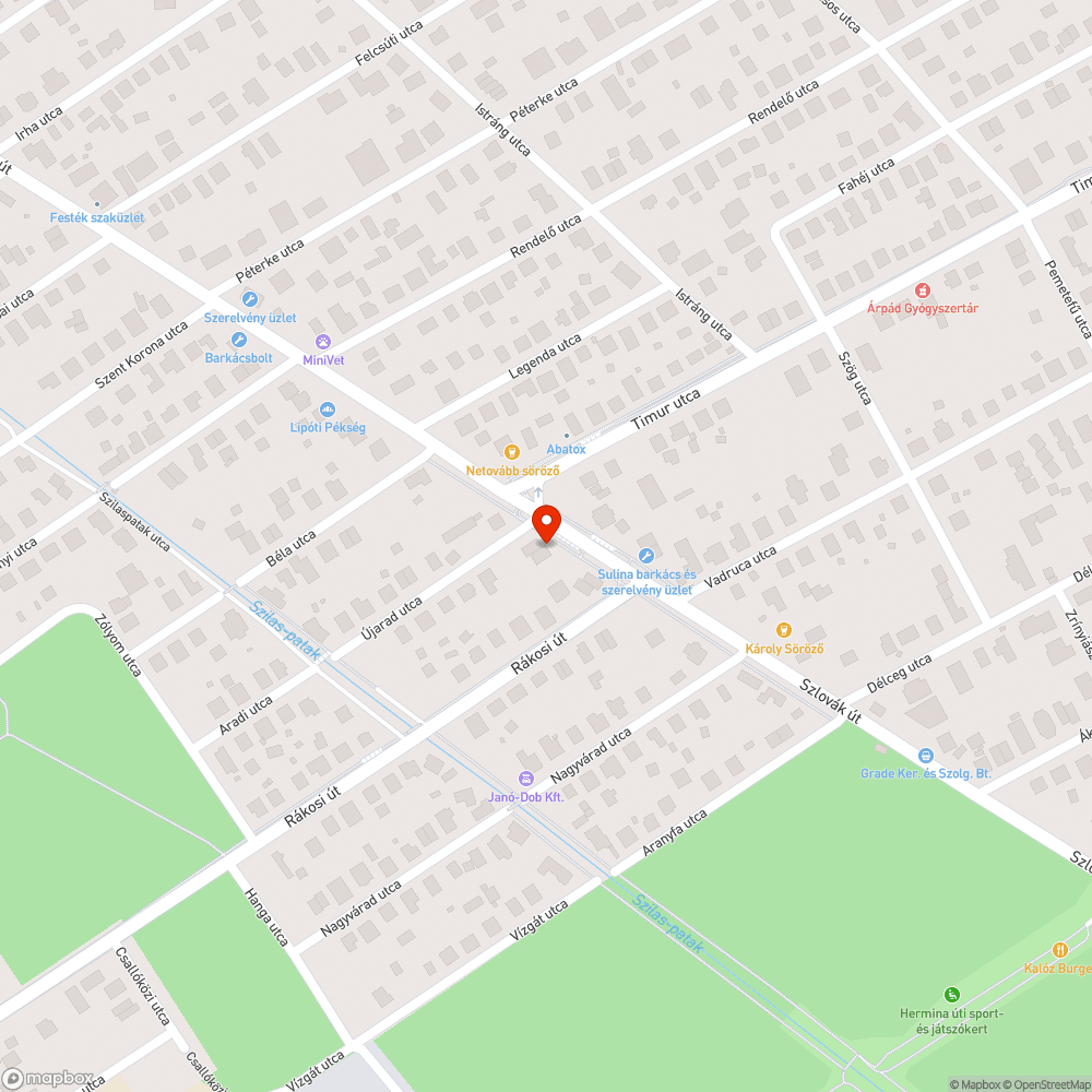 Eldugult (frissen átadott) vízelvezető bejelentés helye