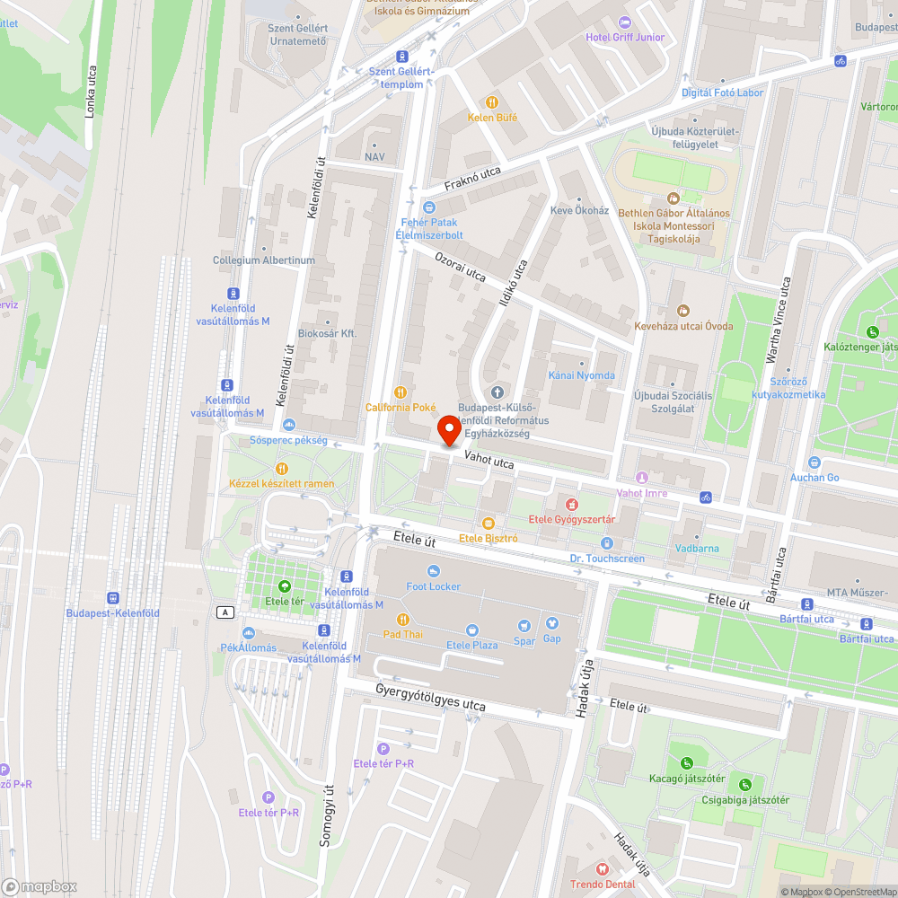 Úthiba bejelentés helye