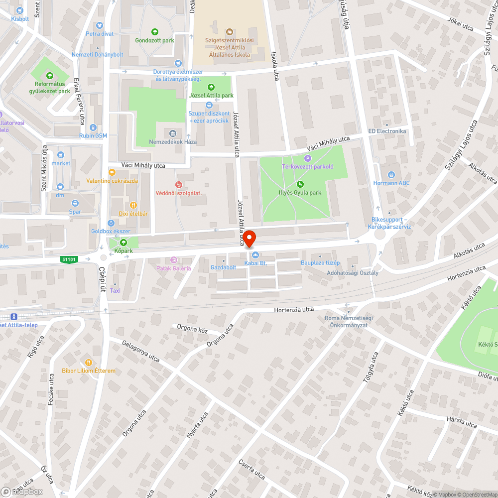 Kiégett lámpa I. bejelentés helye