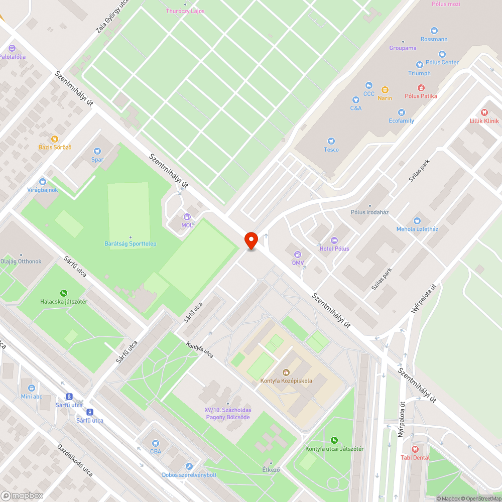 Villogó sárga bejelentés helye