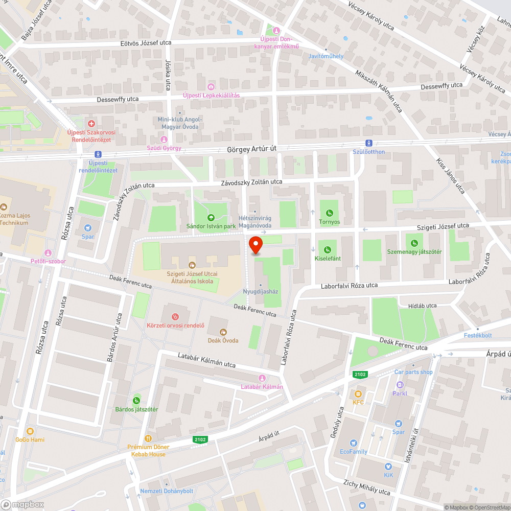 Havas, jeges járda a nyugdíjasház oldalában bejelentés helye