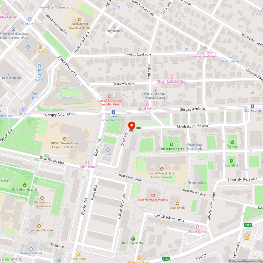 Havas, jeges járda Závodszky Zoltán utca 9. ház oldalában bejelentés helye