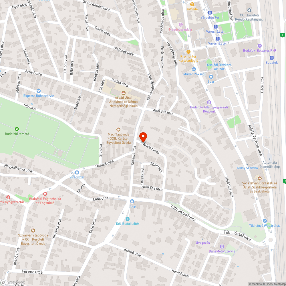 Kiégett lámpa - Árkász utca Budafok bejelentés helye