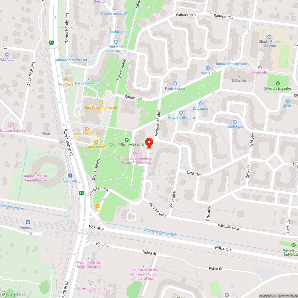 Vízimolnár utcai kátyúk bejelentés helye