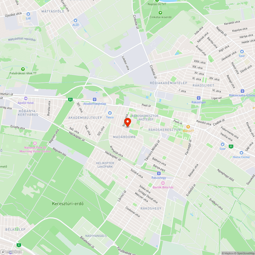 Buszmegálló az Uszoda utca 1/A előtt. bejelentés helye