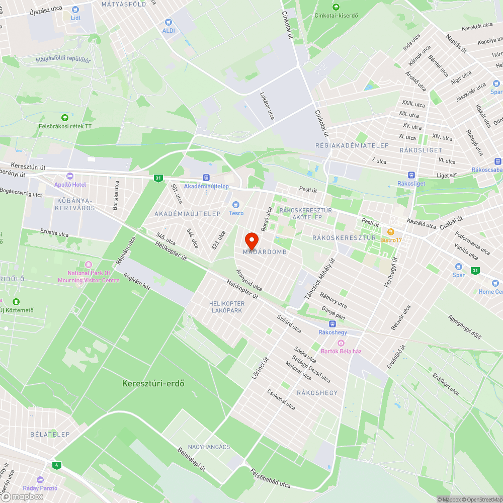 Kátyú bejelentés helye