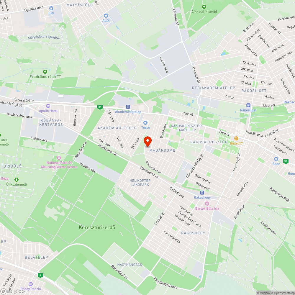 Útbeszakadás bejelentés helye