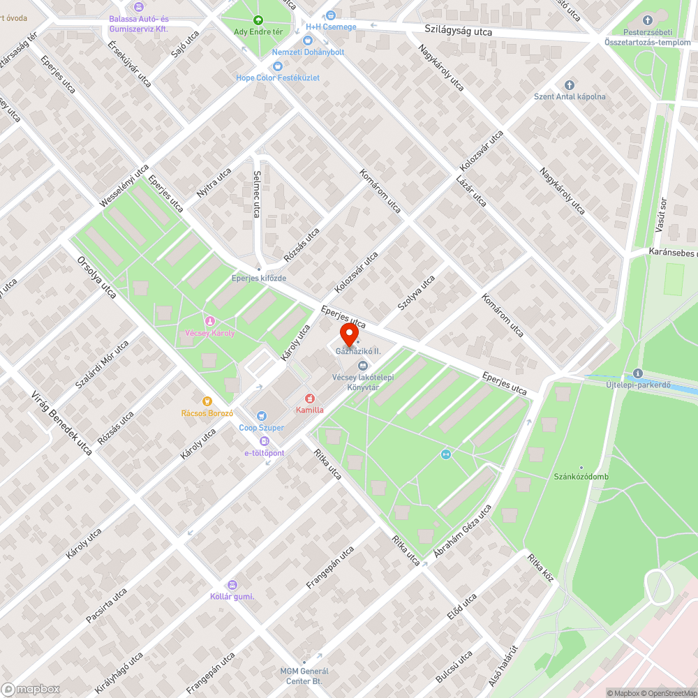 Roncsautó a Vécsei lakótelepen bejelentés helye