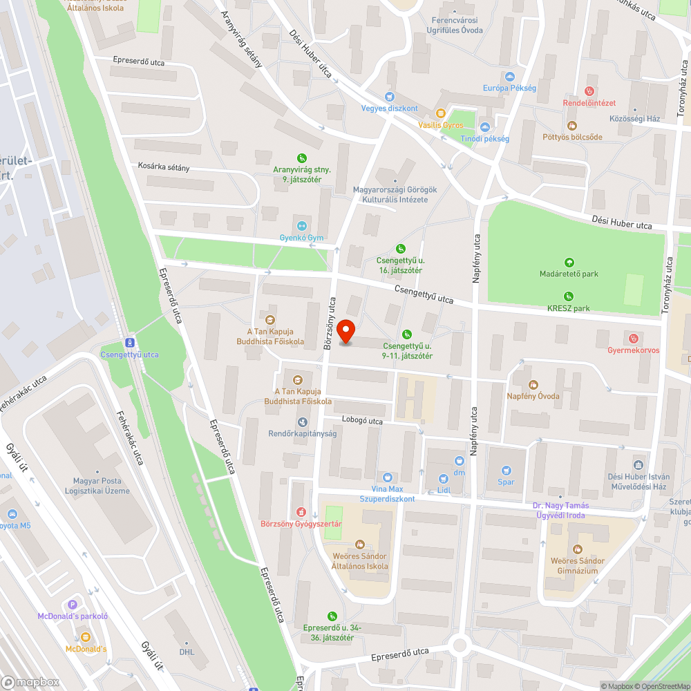 Süllyedt fedlap - Matáv bejelentés helye