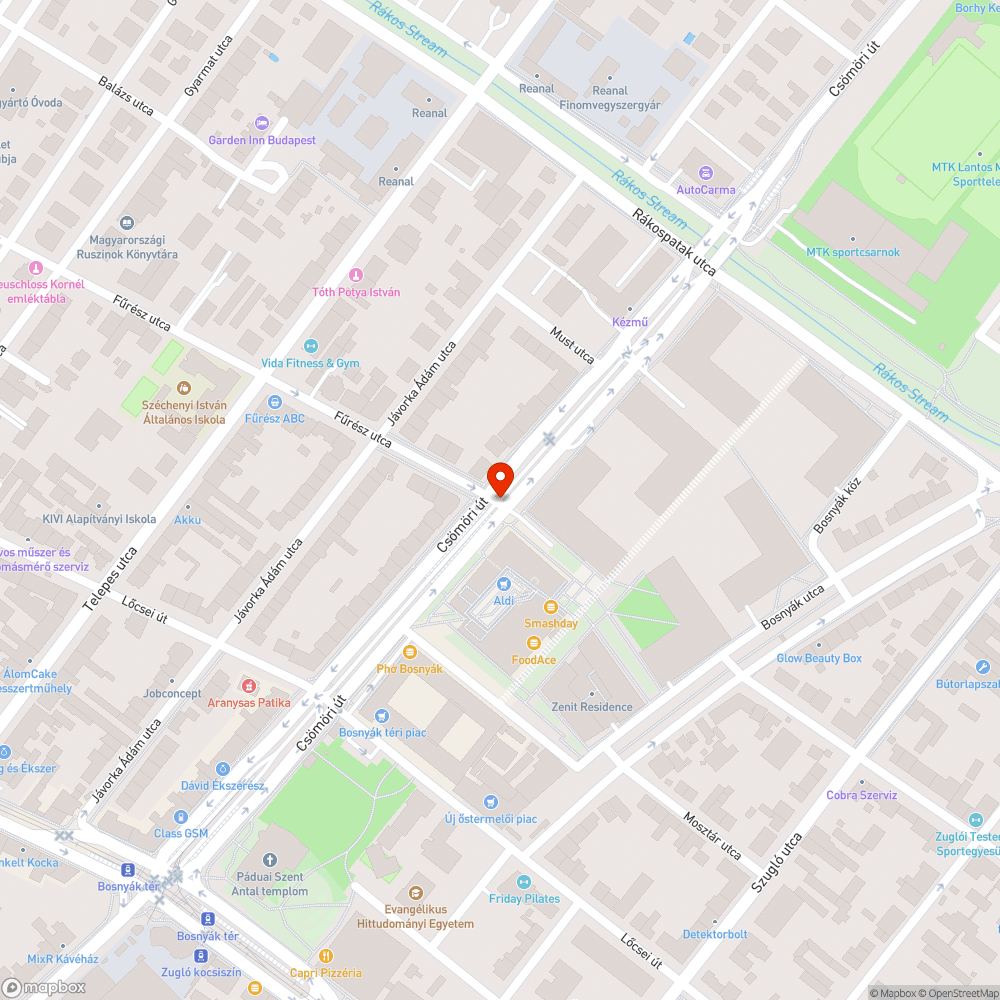 Úthiba bejelentés helye