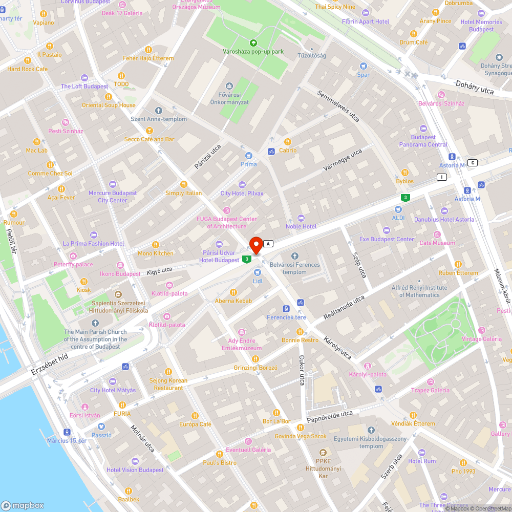 Ferenciek tere térképei bejelentés helye