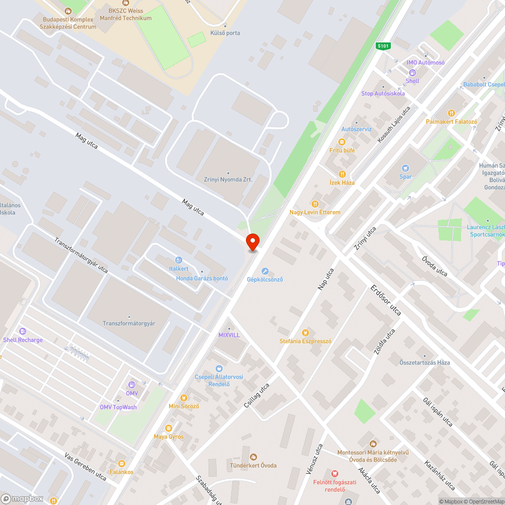 Kidöntött tábla (Mag utca) bejelentés helye