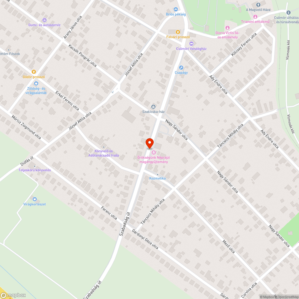 Rozsdás kerékpártároló bejelentés helye