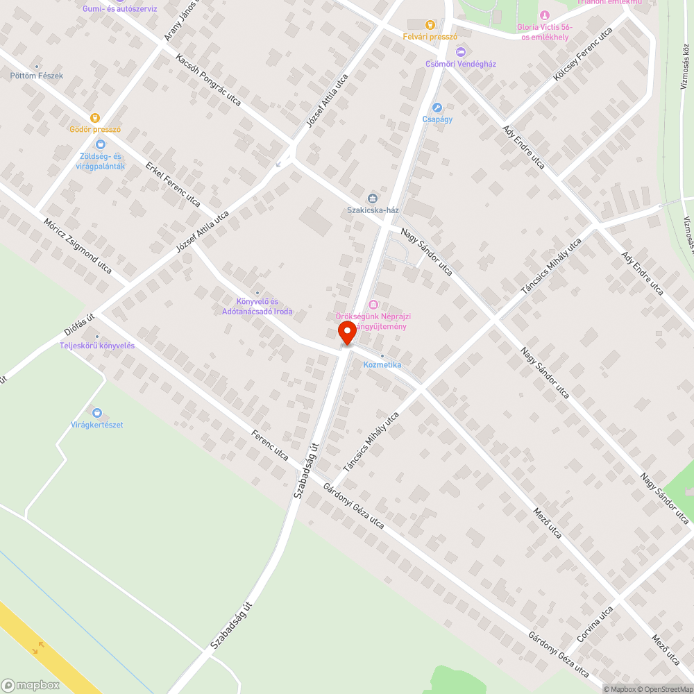 Megrongált szemetes bejelentés helye