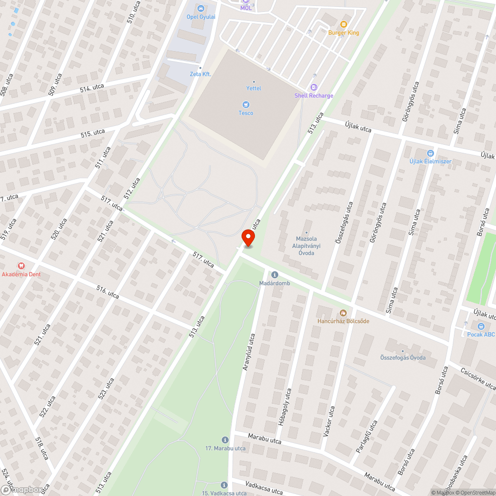 Táblák bejelentés helye