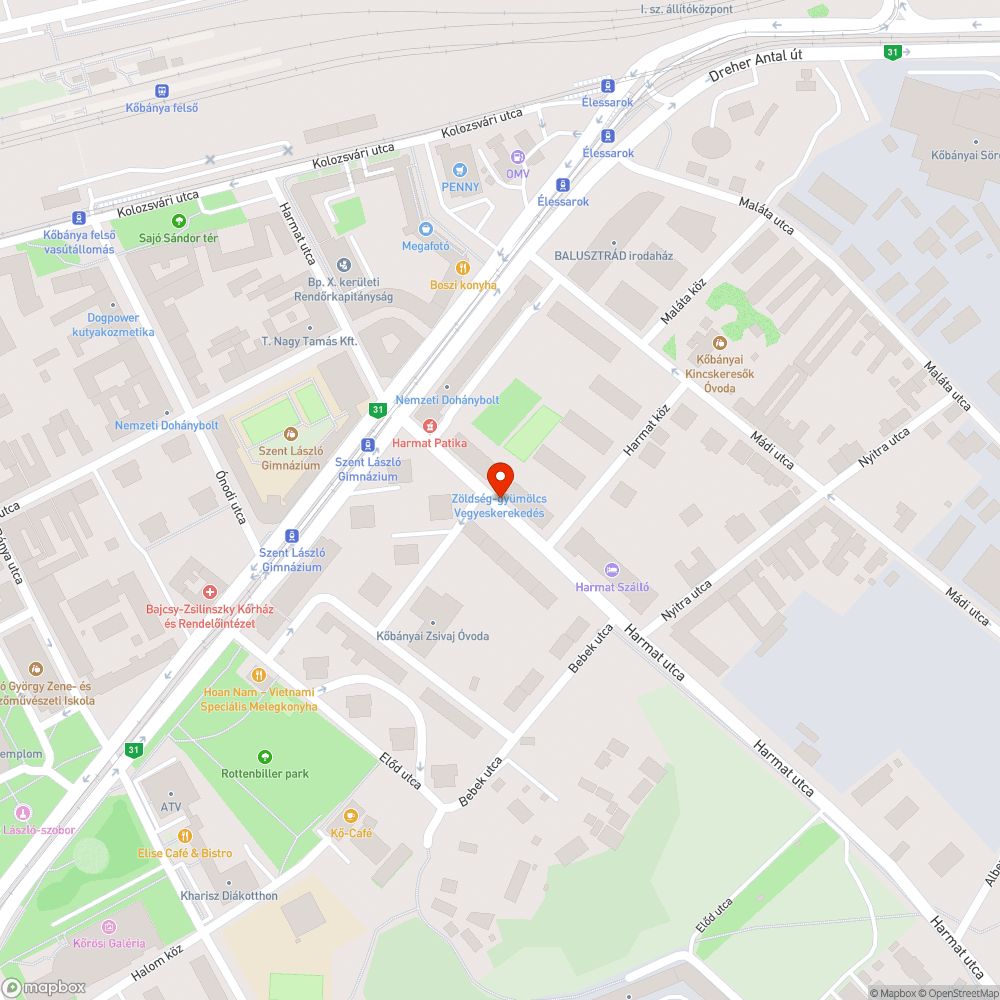 Hiányzó megállónév-tábla bejelentés helye