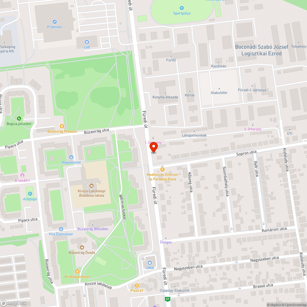 Eltömődött csapadékvíz elvezető bejelentés helye