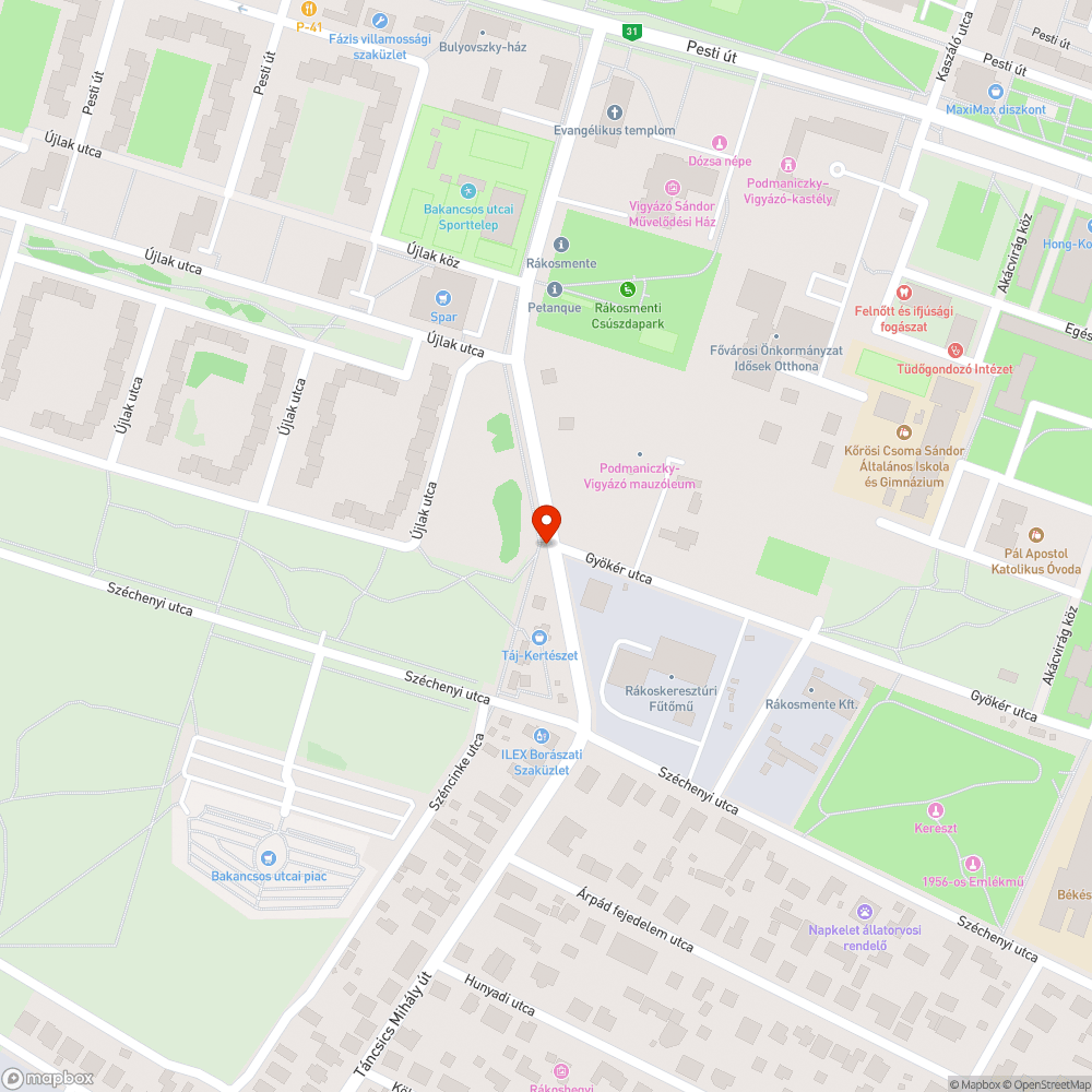 Kátyúk bejelentés helye