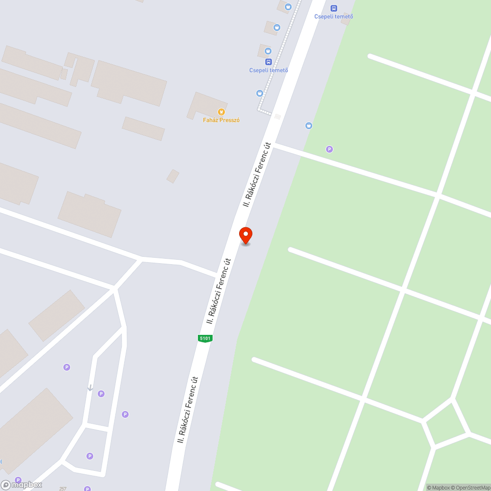 Kidöntött táblaoszlop (II. Rákóczi Ferenc út - Csepeli temető) bejelentés helye