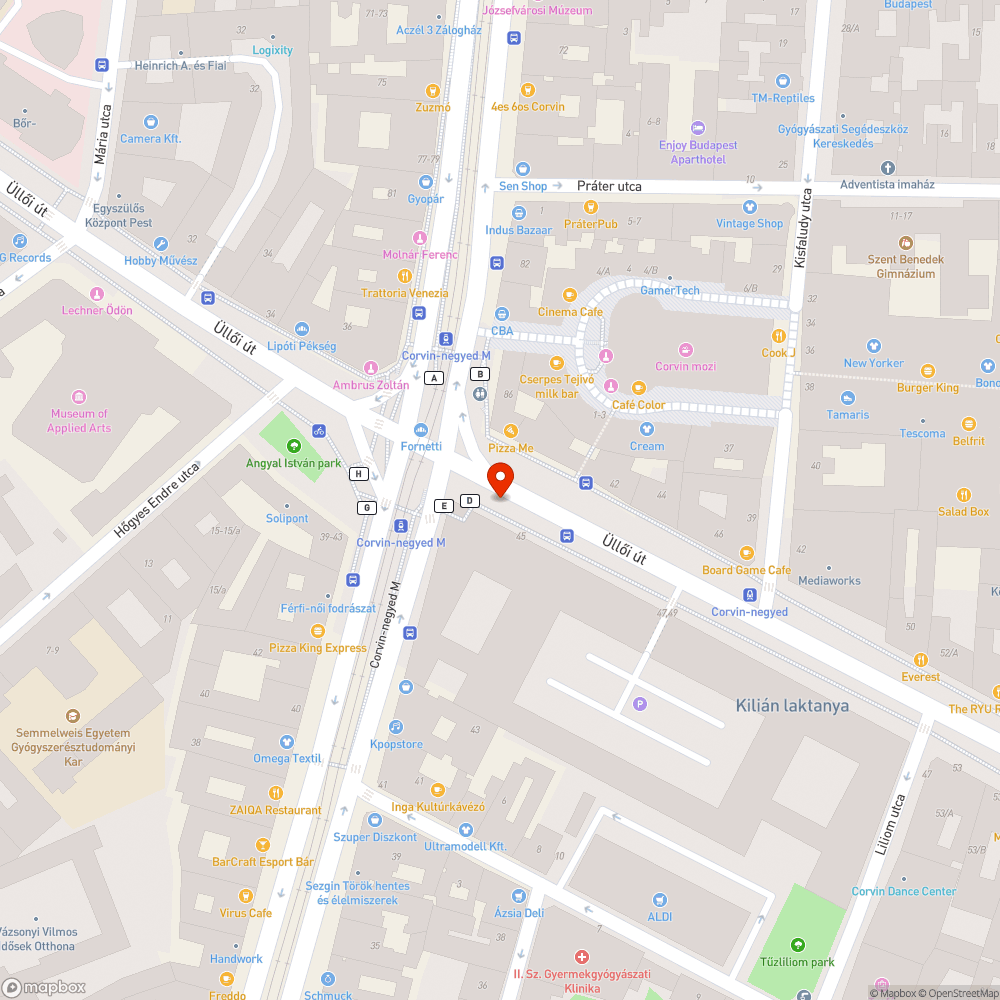 Corvin negyed - M3 Pótlóbusz megállója Kispest felé - BUDAPEST KÖZÚT Zrt. bejelentés helye