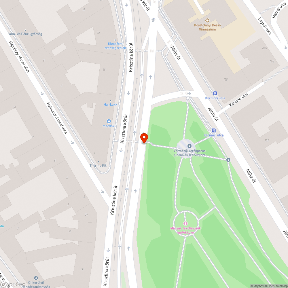 Lekopott, nehezen észrevehető felfestés a kerékpáros átvezetésnél bejelentés helye