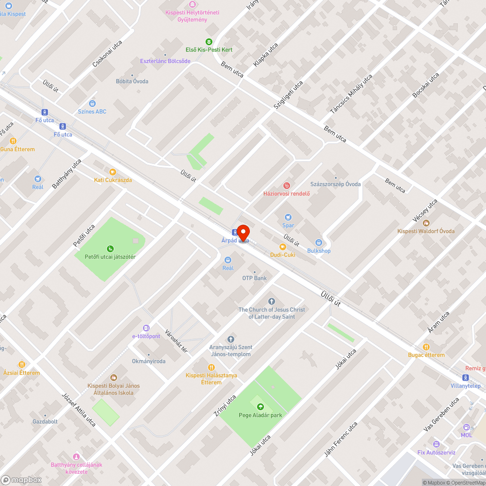 Villamos megállóban letört szegélykő bejelentés helye