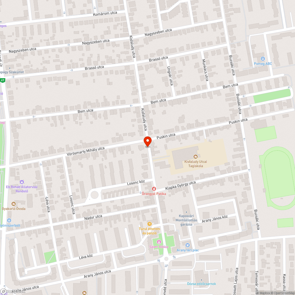 Kopott gyermekek veszélyt jelző tábla, Kisfaludy utca bejelentés helye