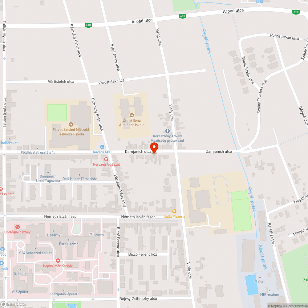 Közműépítés után tönkrement folyóka bejelentés helye