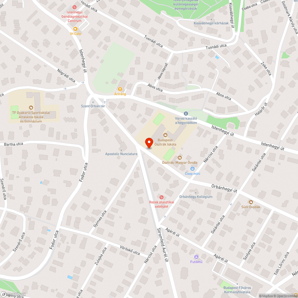 Hiányzó fa az Osztrák-Magyar Európaiskola előtt bejelentés helye