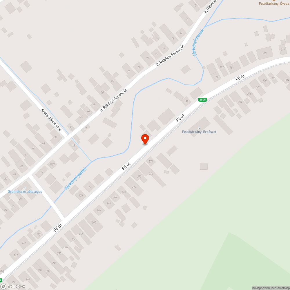 Felsőtárkány Fő úton kialakult kátyú bejelentés helye