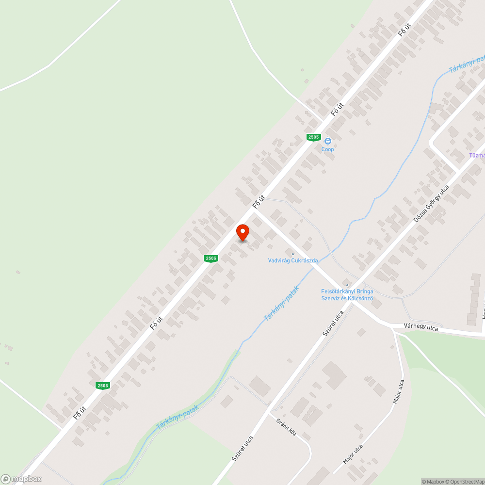 Felsőtárkány Fő úton kátyú bejelentés helye