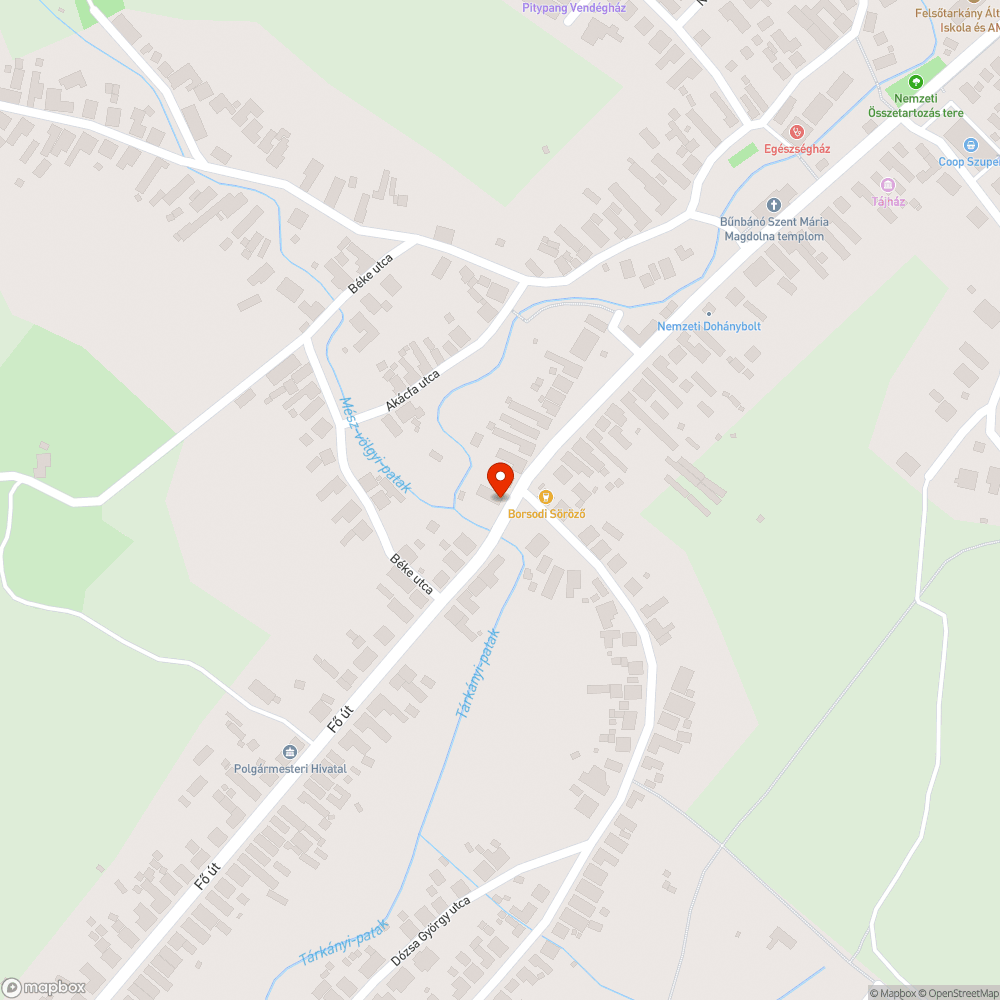 Felsőtárkány Fő út 127. előtt kátyú bejelentés helye