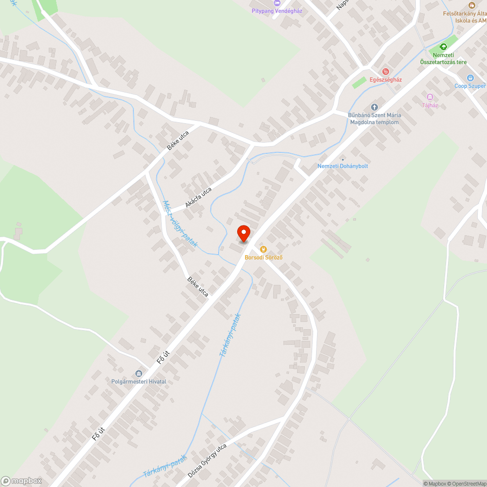 Felsőtárkány Fő út 129-131 előtt nagy kátyúk bejelentés helye