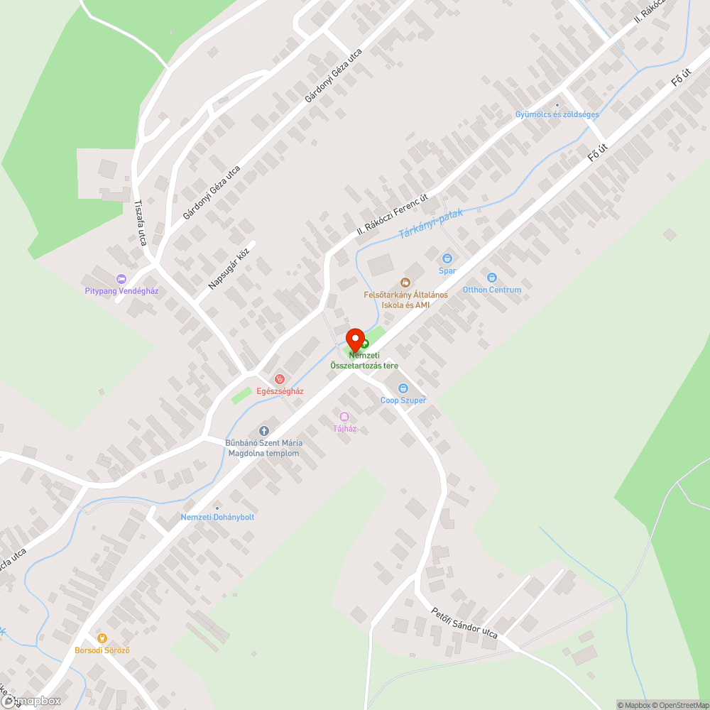 Felsőtárkány Fő úton nagy kátyú bejelentés helye