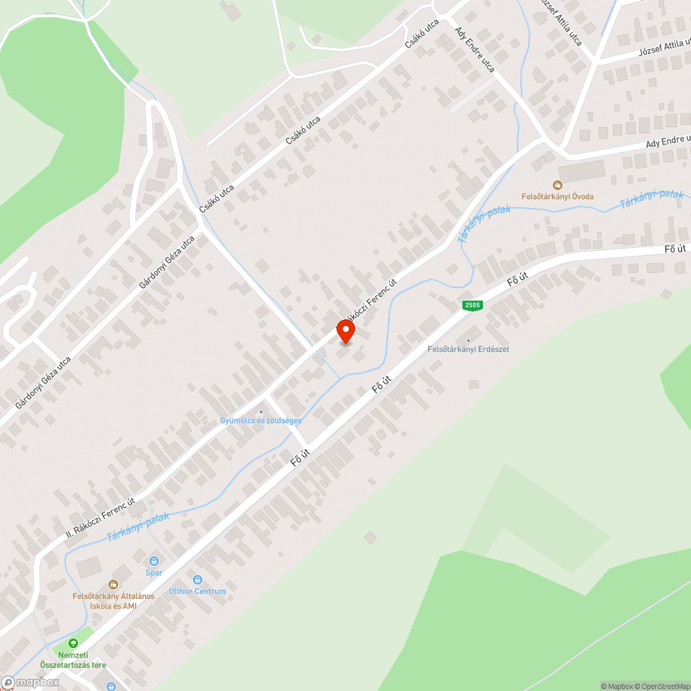 Felsőtárkány Fő út 276 előtt kátyú bejelentés helye