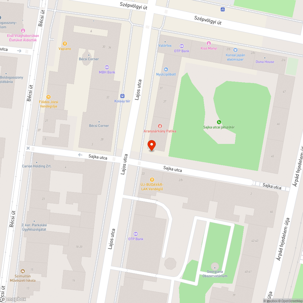 PARKOLÁS a LAJOS utca SAJKA utca sarkára bejelentés helye