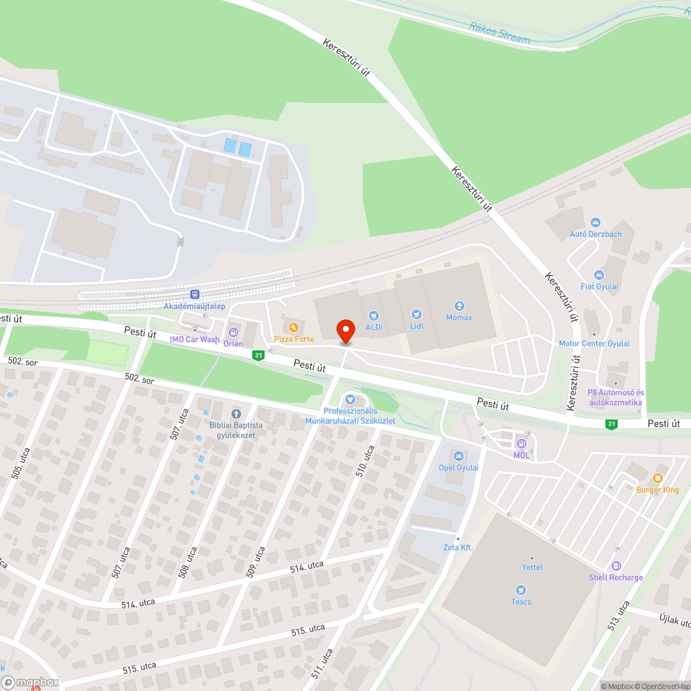 Erősen megsüllyedt úttest bejelentés helye