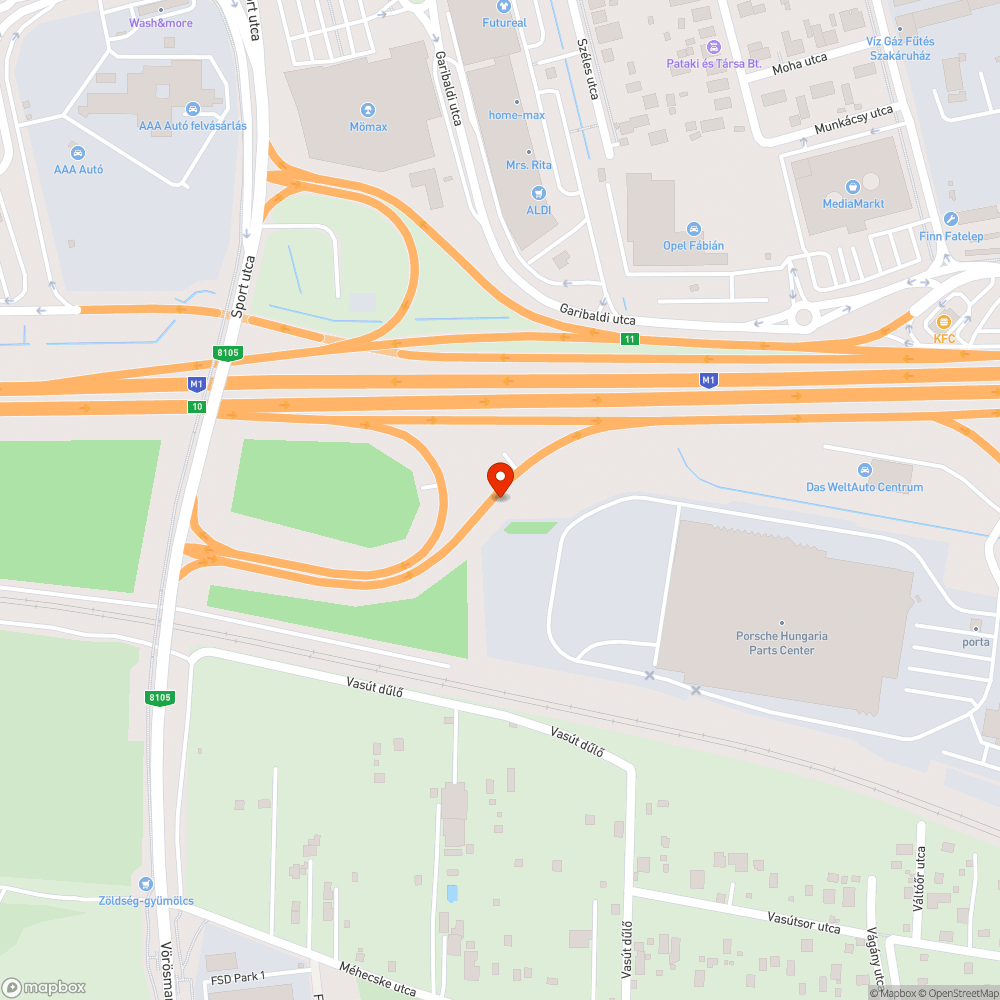 Kátyú 8105->M7 felhajtó Budapest felé. bejelentés helye