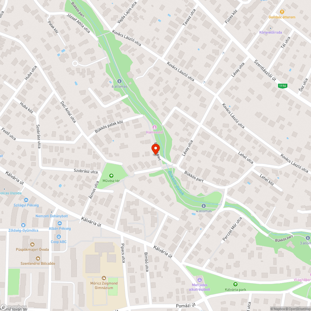 Kidőlt fa a Bükkös patakon a Mókus híd fölött bejelentés helye