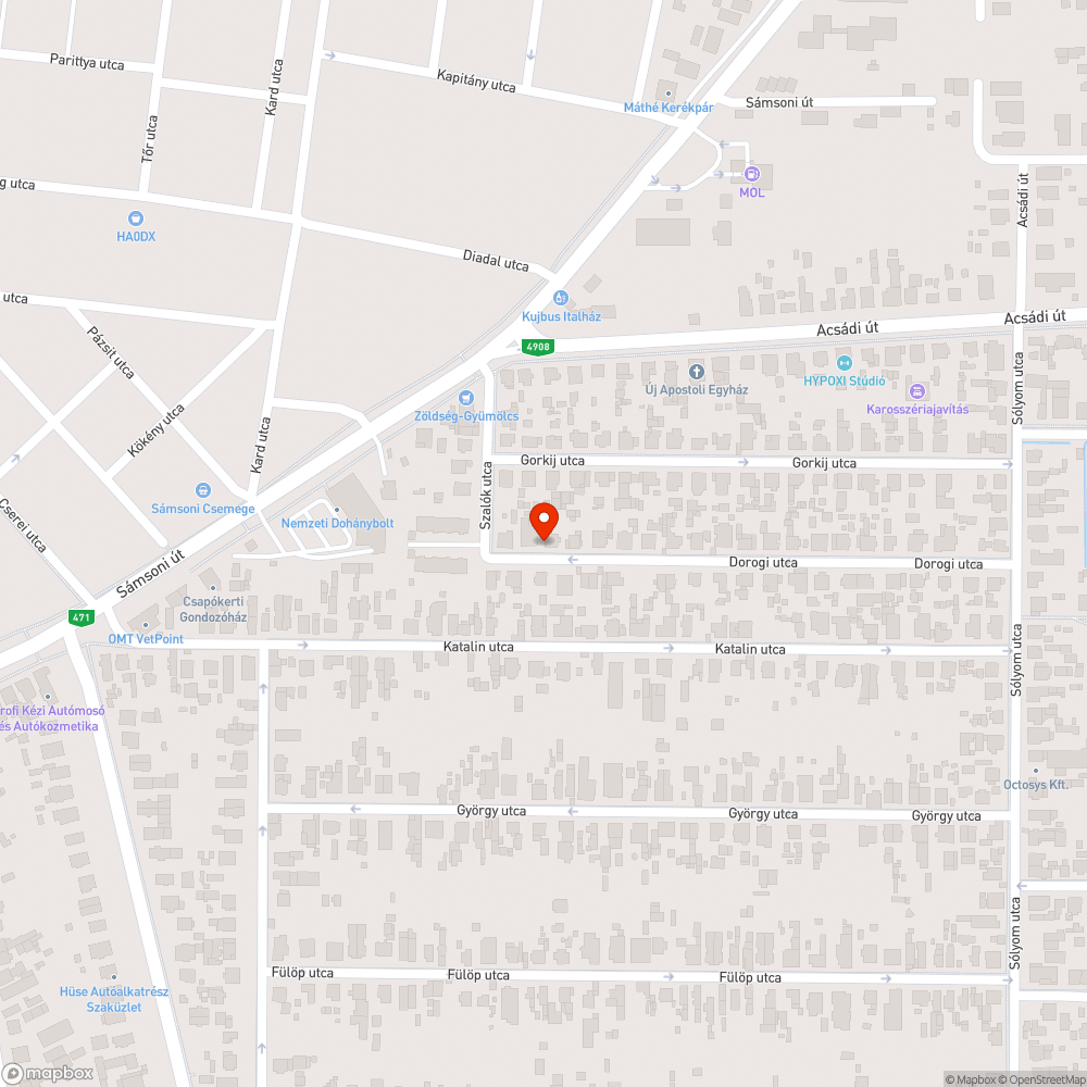 A kátyú pont a két utca találkozásánál van középen, nem lehet kikerülni. bejelentés helye