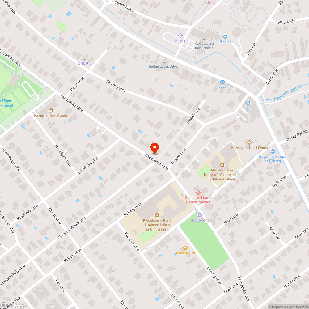 Kátyu a "járdán" bejelentés helye