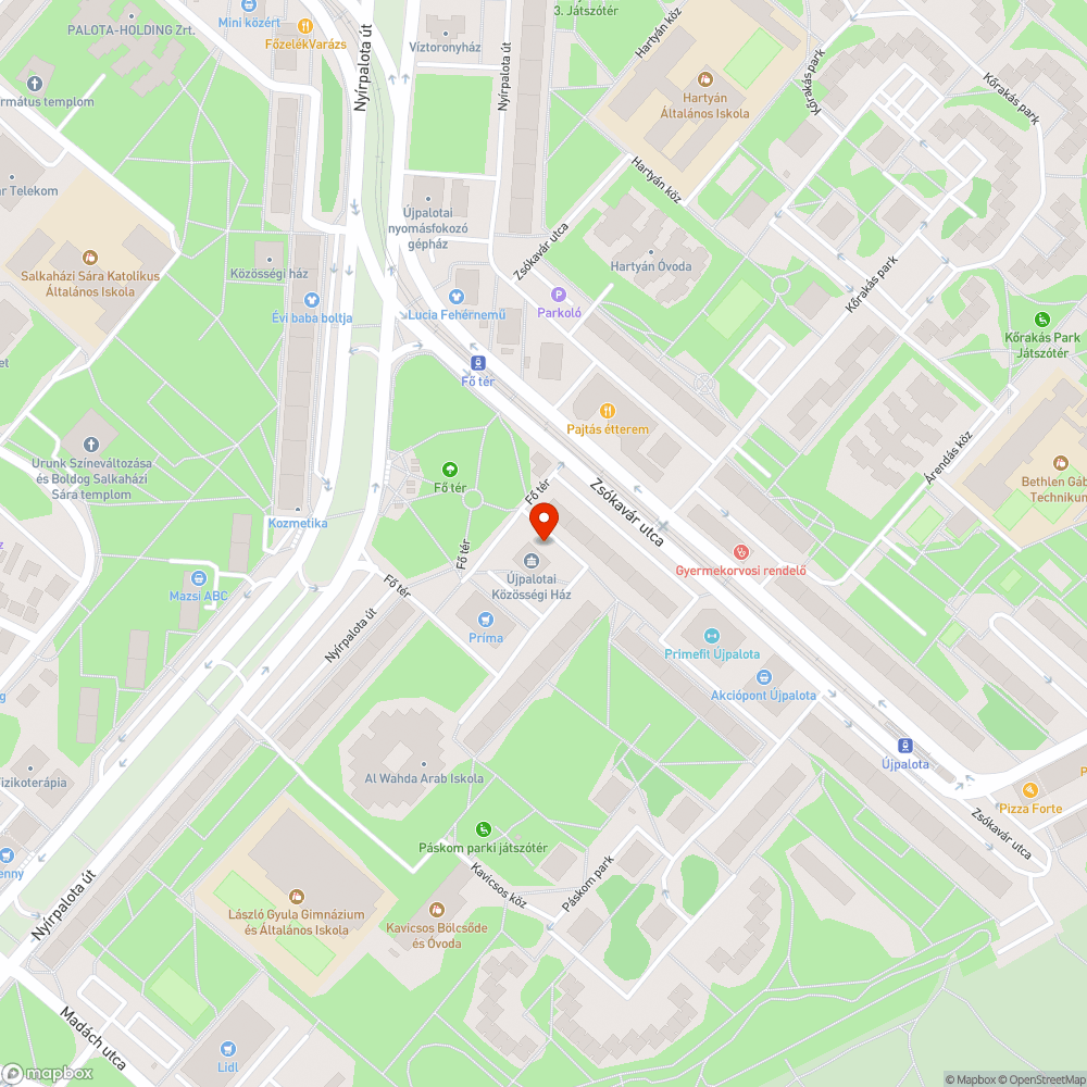 Üvegtörmelék az Újpalotai közösségi ház előtt bejelentés helye