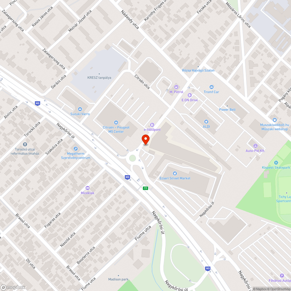 Egyenletlen, süllyedt úttest bejelentés helye