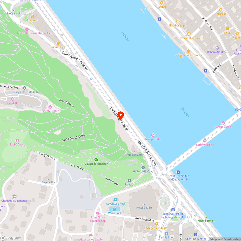 Szemét a Gellért-hegy lábánál bejelentés helye