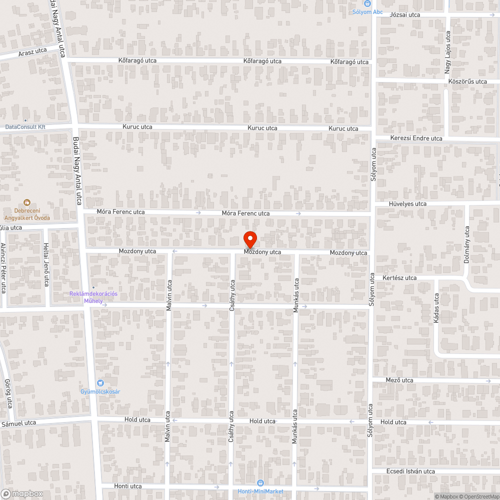 Mozdony utca kátyú bejelentés helye