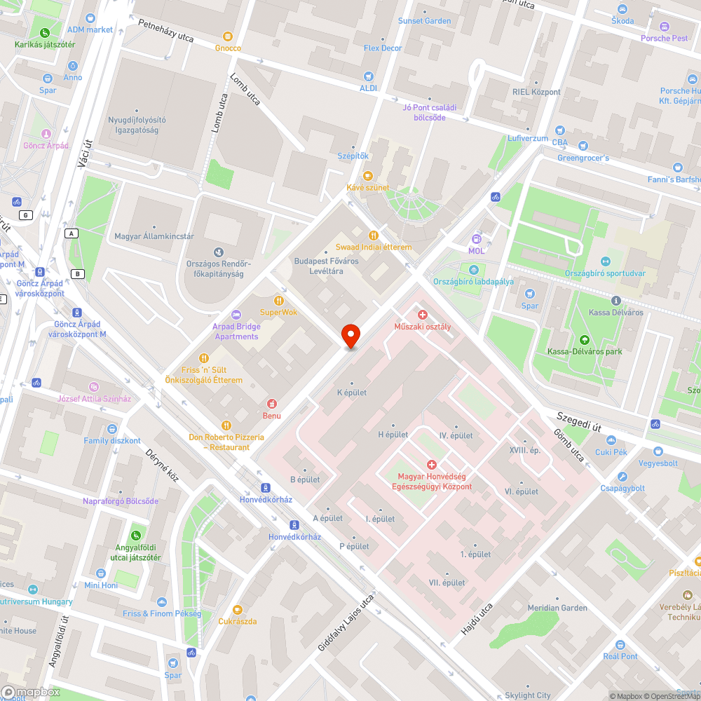 Honvéd korház előtti zebra előtti parkoló bejelentés helye