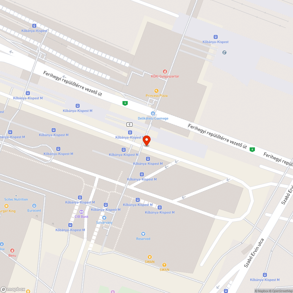 A Köki állomáson a 200E buszhoz levezető lépcsó teteje bejelentés helye