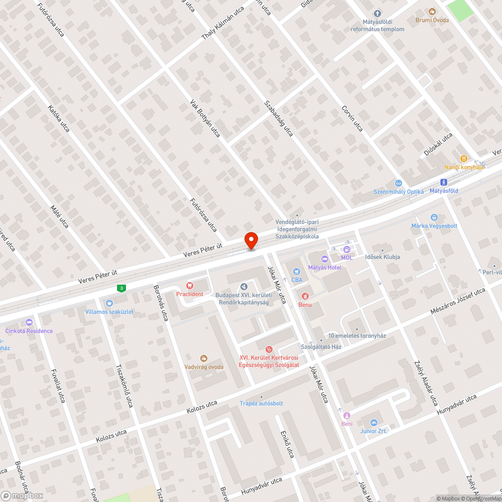 "Jókai Mór utca Rendőrség" Buszmegálló az Örs felé bejelentés helye