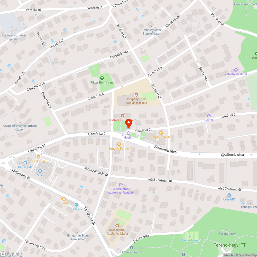 A Csatárka út 51. rendelőhöz vezető lépcsők bejelentés helye