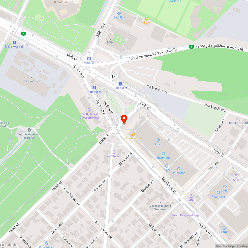 Kötőanyag nélkül, a járda síkjából kilógó taktilis járólapok a Határ útnál bejelentés helye